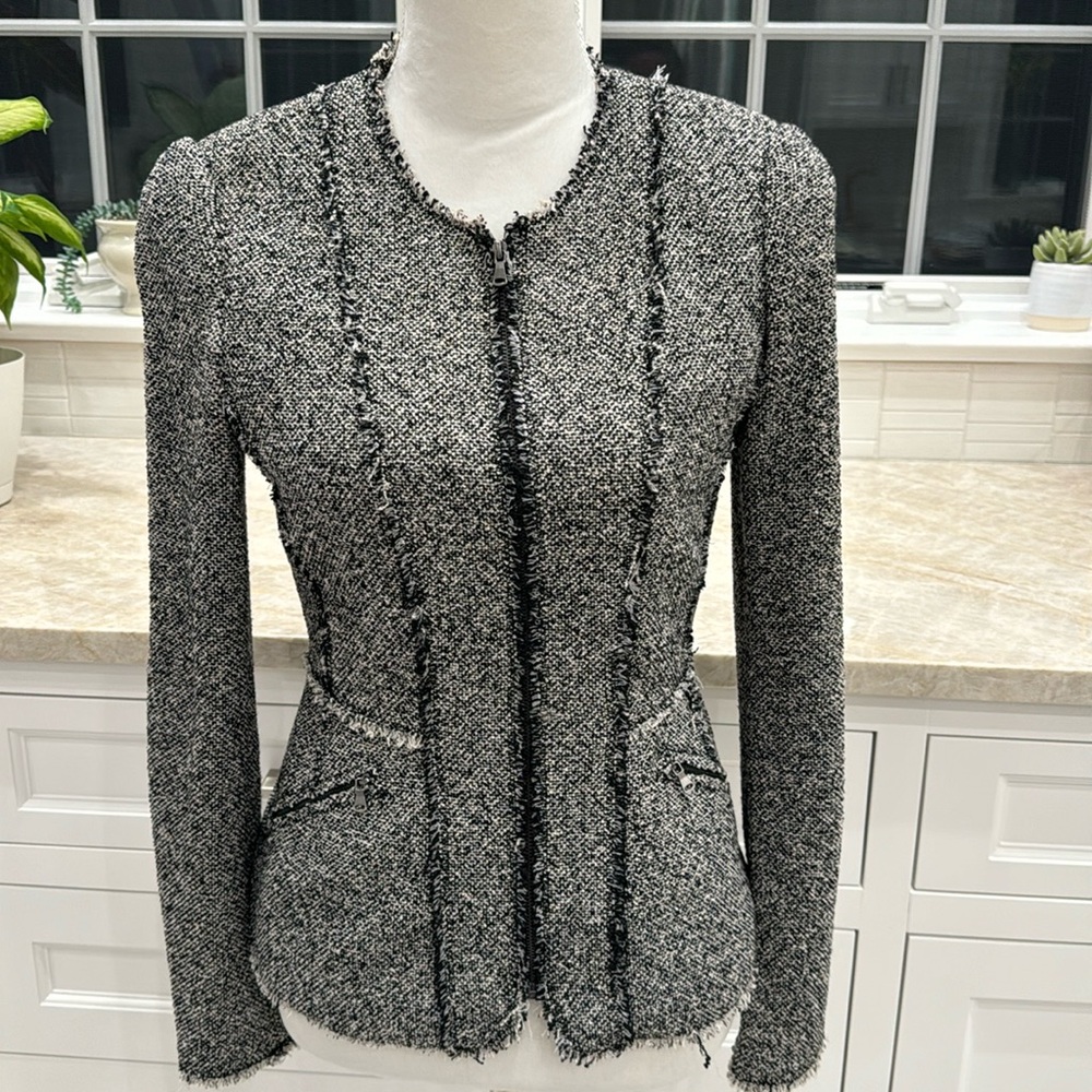 Rebecca Taylor black and white tweed blazer. Size 2